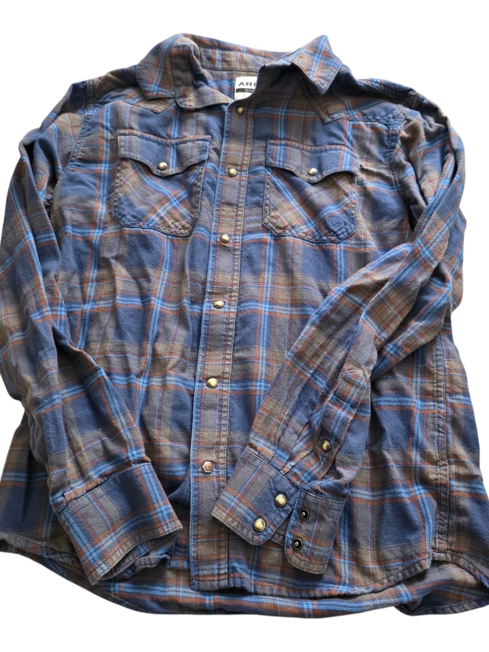 Ariat Blue and Brown Plaid Snap-Front Shirt Jacket